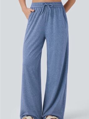 HALARA High Waisted Drawstring Pocket Wide Leg Casual Pants Size L